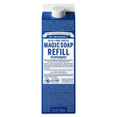 Dr. Bronner's Pure Castile Liquid Soap Bodywash Refill Carton - Peppermint - 32 fl oz: Vegan Dye-Free Formula