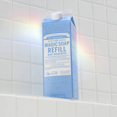 Dr. Bronner's Pure Castile Liquid Soap Bodywash Refill Carton - Unscented - 32 fl oz: Paraben-Free, Vegan, For Normal & Dry Skin