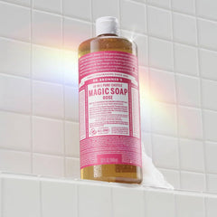 Dr. Bronner's Magic Pure Castile Liquid Soap Bodywash - Rose - 32 fl oz: Vegan, Contains Hemp Seed & Coconut Oil, Paraben-Free