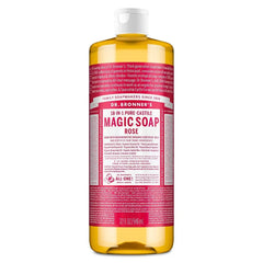 Dr. Bronner's Magic Pure Castile Liquid Soap Bodywash - Rose - 32 fl oz: Vegan, Contains Hemp Seed & Coconut Oil, Paraben-Free