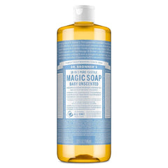 Dr. Bronner's Magic Pure Castile Liquid Soap Bodywash - Baby Unscented - 32 fl oz: For Sensitive Skin, Paraben-Free, Ethyl Alcohol-Free
