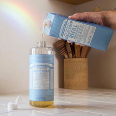 Dr. Bronner's Pure Castile Liquid Soap Bodywash Refill Carton - Unscented - 32 fl oz: Paraben-Free, Vegan, For Normal & Dry Skin