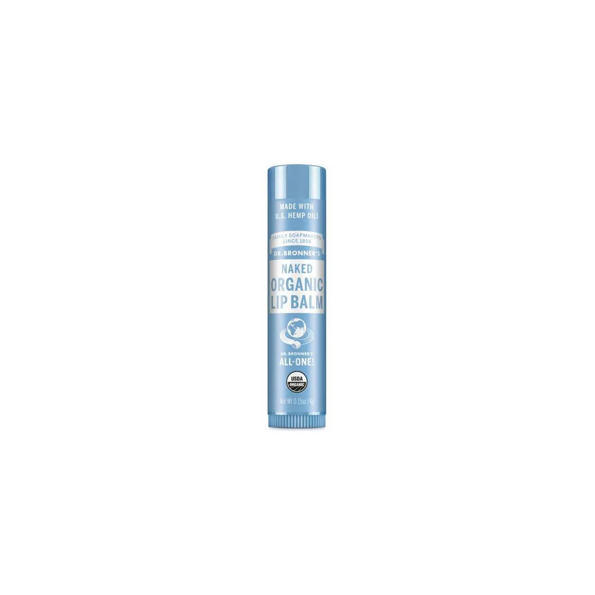 Dr. Bronner's Organic Lip Balm - Naked - 0.15oz: Moisturizing, Paraben-Free, Vegan, Travel Size