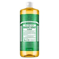 Dr. Bronner's Magic Pure Castile Liquid Soap Bodywash - Almond - 32 fl oz: Paraben-Free, Vegan, Whole Body Use